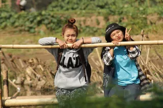 女士，坐着，快乐，行为，看，童年，孩子，休闲活动