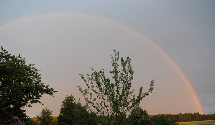 彩虹、自然、雷雨、夜晚、天空、颜色、自然景观、心情