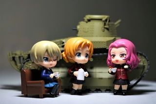 女孩，和，装甲车，玩具，雕像，动漫，日本，卡通