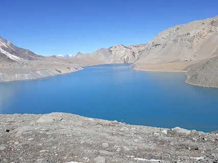 尼泊尔Tilicho湖景观。 尼泊尔Tilicho湖景观。