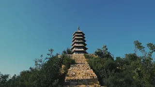 灰色，宝塔寺，山顶，小山，地标，建筑，结构，地方
