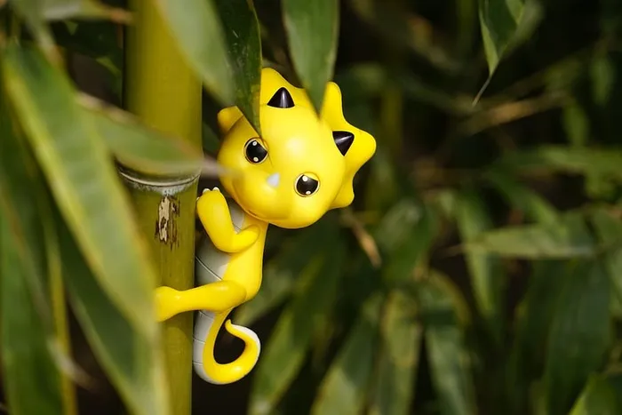 玩具、恐龙、黄色、植物、动物主题、动物、特写、自然