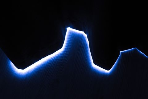 蓝色，图形，工作室快照，黑色背景，带照明，抽象，形状，没有人