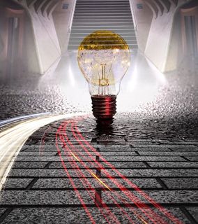 灯泡、灰色、人行道砖、灵感、想法、设计、成功、商业