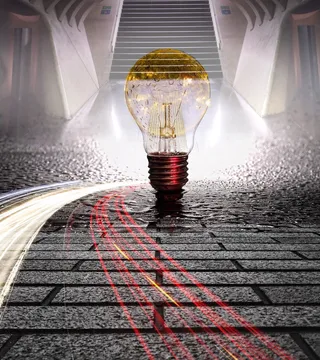 灯泡、灰色、人行道砖、灵感、想法、设计、成功、商业