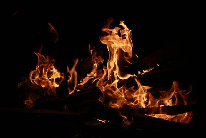 夜间篝火，篝火，黑暗，夜晚，火，火焰，热，光