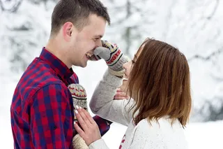 冷，雪，男人，情侣，模糊，情感，享受，女孩