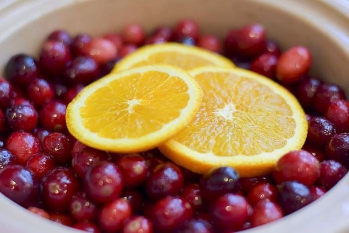 美国，圣诞节，蔓越莓，蔓越莓，橙子，鳄梨，烹饪，食物