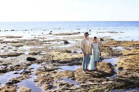 男人，女人，站着，海边，夫妻，婚前，婚姻，协议