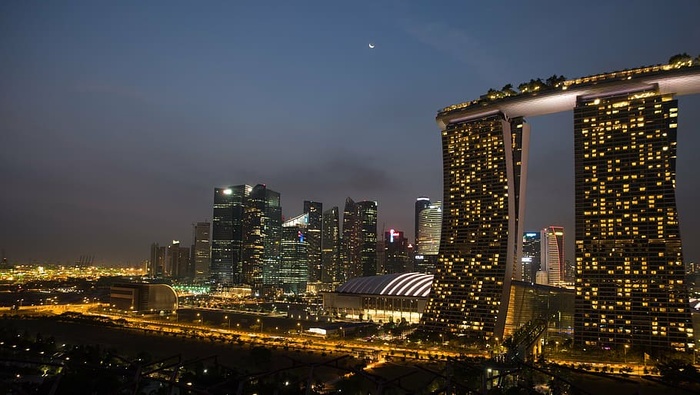 新加坡滨海湾金沙，夜间，酒店，预订，展望，旅游，度假
