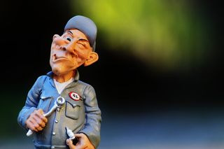 选择性，聚焦摄影，男性，木匠雕像，机械师，雕像，有趣，有趣