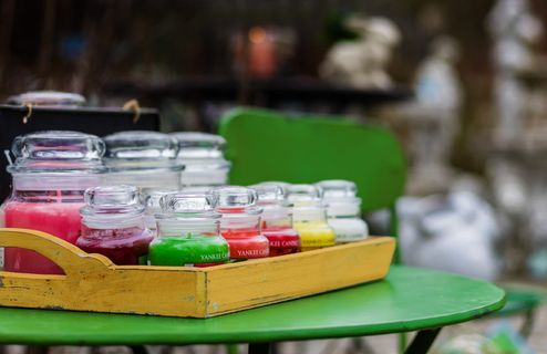 蜡烛，关闭，Bokeh，装饰，平板电脑，背景，桌面背景，黄橙色