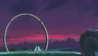 摩天轮艺术品，摩天轮，休闲活动，游乐园，城镇，城市，建筑，城市