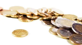 分、特写、特写、硬币、欧元、堆、孤立、珠宝