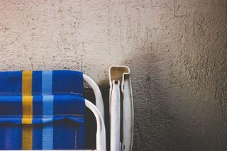 白色，折叠，椅子，灰色，表面，特写，照片，折叠