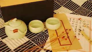 茶具，古董，暖色，室内，餐饮，无人，茶杯，高角度视野