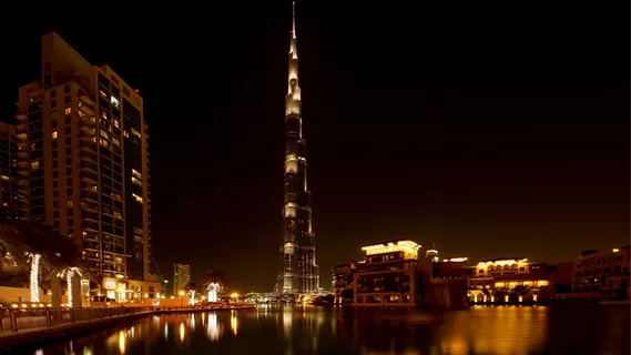 哈利法塔, 迪拜, 哈利法塔, 摩天楼, 夜, 光, 镜像, 水 哈利法塔, 迪拜, 哈利法塔, 摩天楼, 夜, 光, 镜像, 水