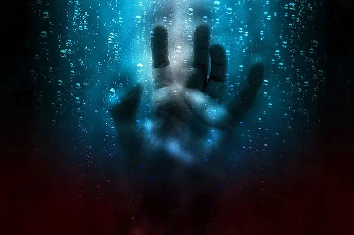 左边，人类，手，触摸，蓝色，屏幕，恐惧，绝望