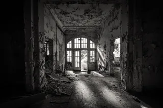 白色、涂漆、建筑、门、离开、紧张、建筑、黑暗