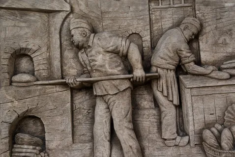 布朗，二，面包师墙画，面包师，面包房，面包，工匠，烤箱