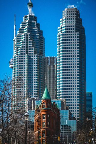 加拿大、多伦多、天空、天际线、cn塔、城市、建筑、扁钢