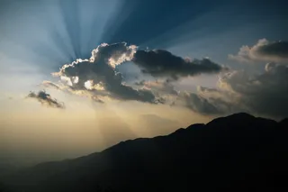 越南，tamđảo、 光线，山，光线，云，谭道，光