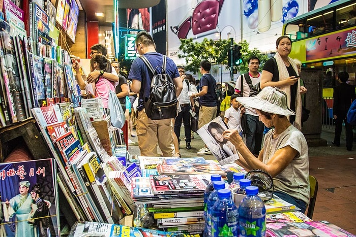 香港、中国、旅游、街头摄影、零售、市场、选择、人群