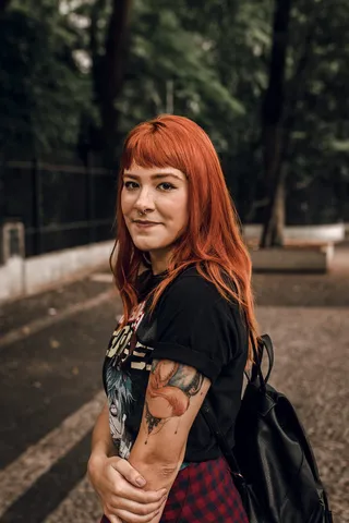 微笑女子侧视图