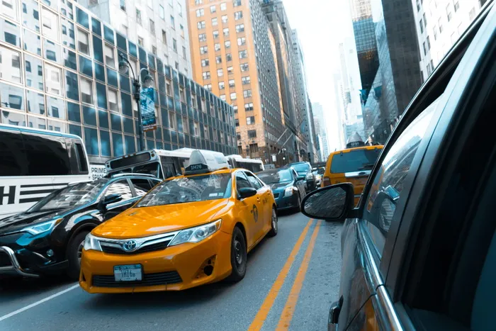 美国纽约，*航站楼，出租车，大楼，街道，纽约市，汽车