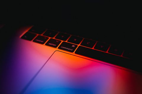 笔记本电脑键盘, 平, 躺, 摄影, Macbook, Pro, 霓虹灯, 光 笔记本电脑键盘, 平, 躺, 摄影, Macbook, Pro, 霓虹灯, 光