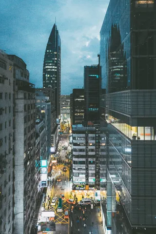 香港、亚洲、城市、城市、城市景观、建筑、黄昏、夜晚