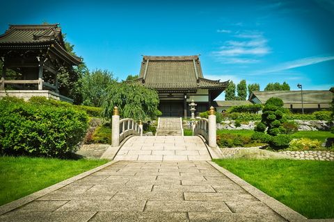 棕色木屋附近的灰色混凝土桥 棕色木屋附近的灰色混凝土桥