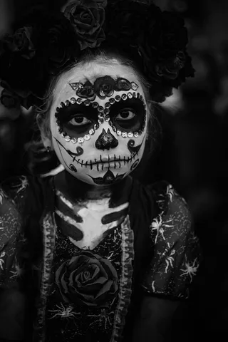 卡特里娜，迪亚·德·穆尔托斯，布兰科·尼格罗，穆尔托，传统，墨西哥，肖像，看着相机