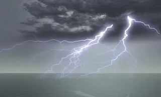 风景、闪电、天空、夜晚、大海、风暴、大自然的力量