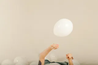 玩气球的人，人，触摸，白色，气球，人，女孩，手