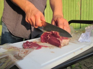 牛肉，肉，烧烤，切片，切割，刀，食物，牛排
