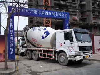 卡车、水泥、混凝土、搅拌机、施工、建筑、车辆、运输