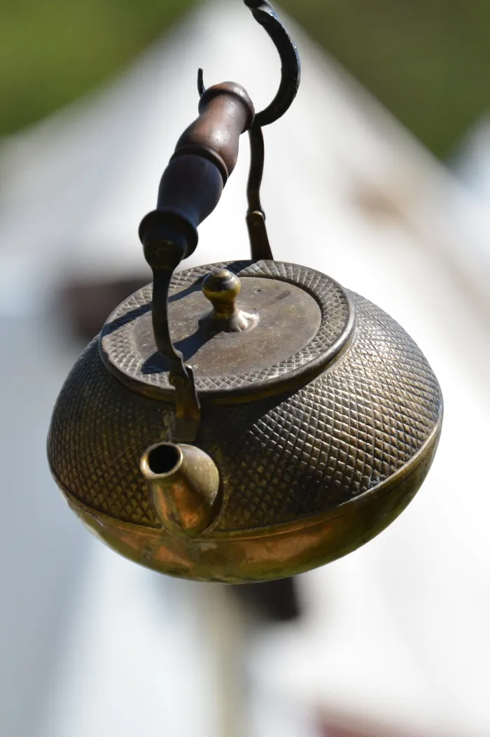锅炉，茶壶，怀旧，T恤，金属，特写，聚焦前景，没有人