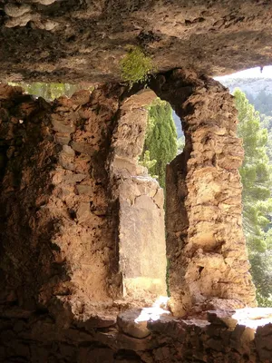 洞穴、隐居地、窗户、岩石、景观、遗址、历史、建筑