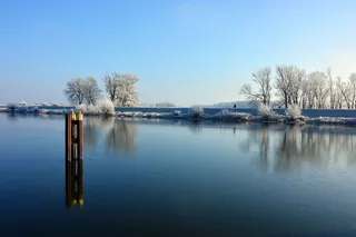 河流，河流景观，河岸，景观，冬天，成熟，白霜，霜冻