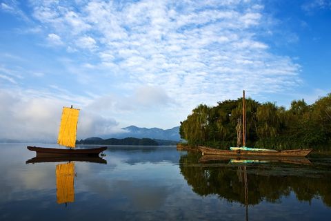 时代，单板，水，海，云，天，蓝，海滩