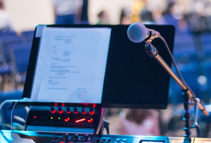 音乐会, 阶段, 背景, 关闭, 音乐家, 音乐, 教堂, 麦克风