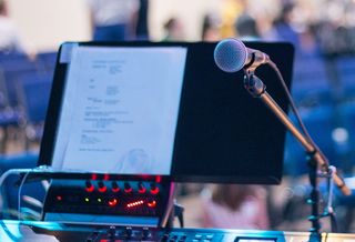 音乐会, 阶段, 背景, 关闭, 音乐家, 音乐, 教堂, 麦克风