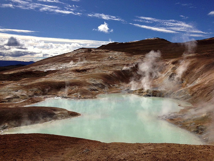 火山、湖泊、火山活动、火山口、冰岛、景观、自然、水