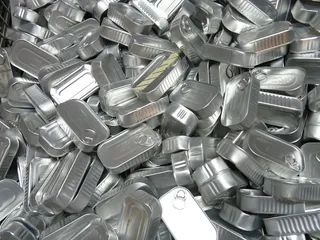 银锡, 很多, 罐头, 罐头, 灰色, 食品, 一大群对象, 背景