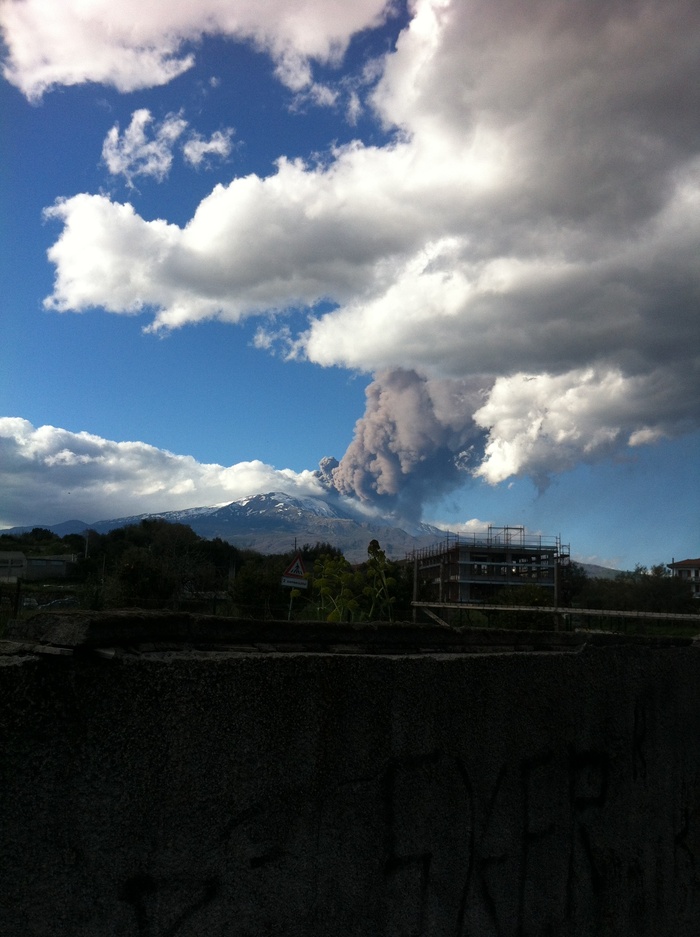 山, etna, 烟, 灰, 天空, 云-天空, 景观, 环境