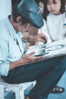 画家，绘画，谋生，艺术家，绘画，日常，真人，休闲服装