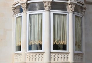 白色, 窗帘, 覆盖, 明确, 玻璃窗, 阳台, 意大利, 西西里岛