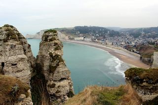 Etretat，法国，岩石，白崖，诺曼底，旅游，度假，港口