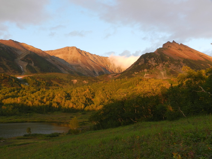 山, 湖, 森林, 秋季, 秋天的颜色, 云, 晚上, 反射